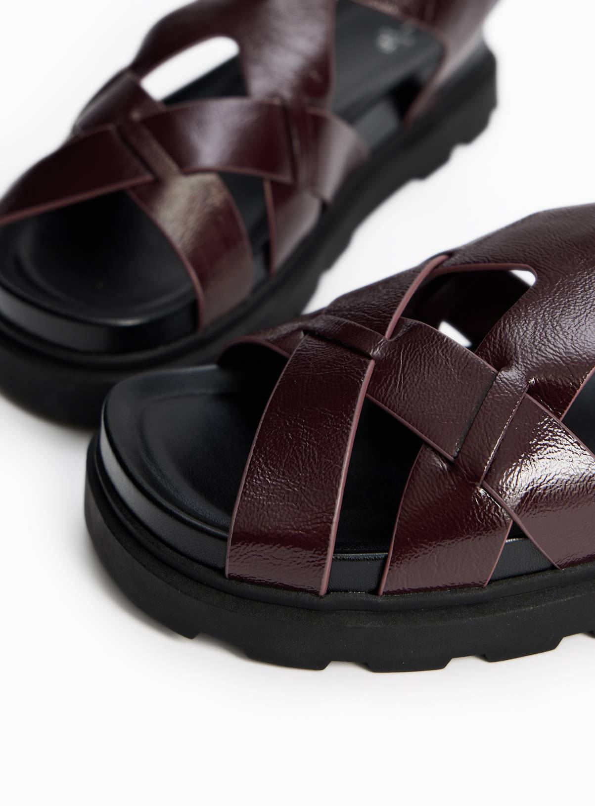 Burgundy Chunky Cleated Sandals 4 - Image 3